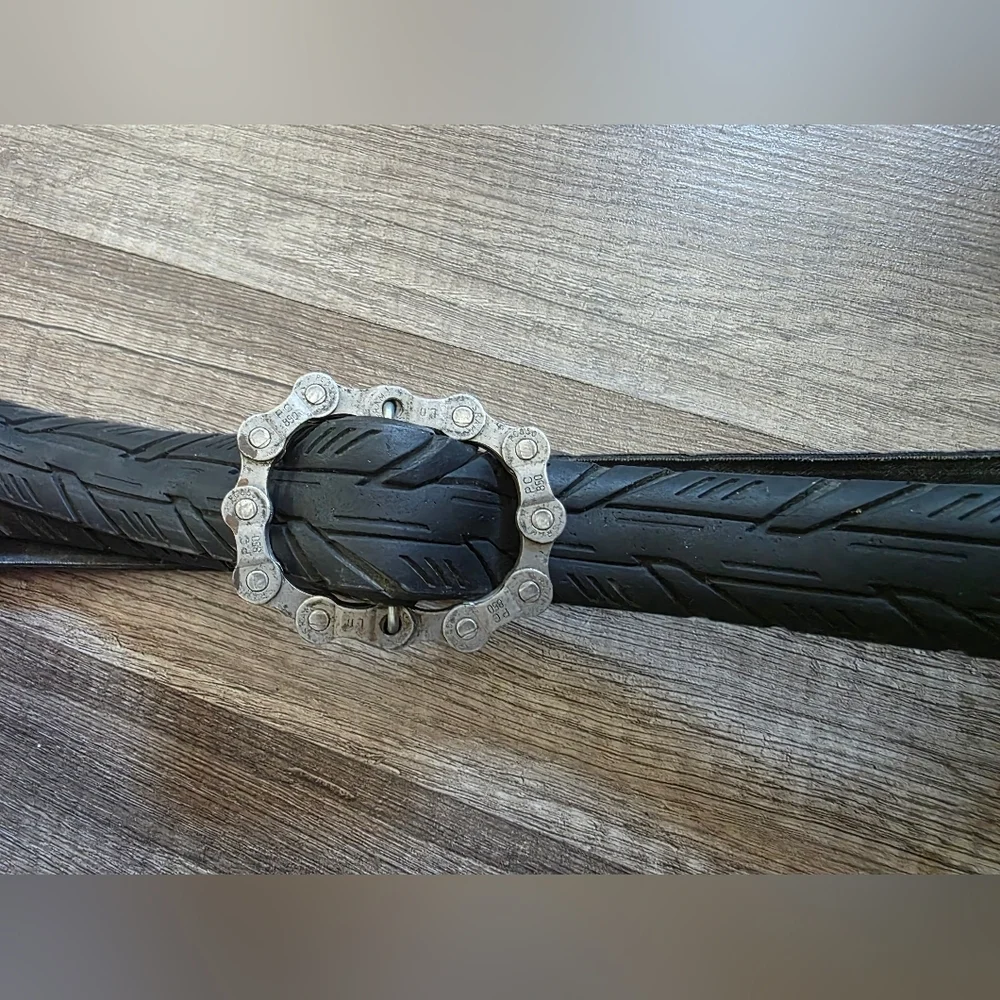 Boho Upcycled Bike Tire Belt Artist Black Rubber Grunge Punk Goth Bikercore